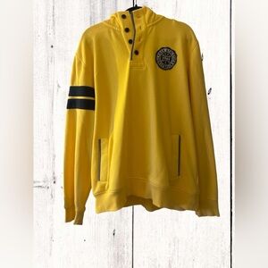 Tommy Hilfiger Pullover Sweater Yellow 1/4 Zip Snap Button Mock L VTG Y2K Retro